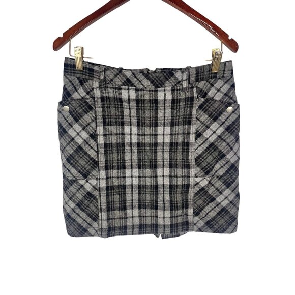 Eddie Bauer Dresses & Skirts - EDDIE BAUER Women's Gray Black Plaid Wool Mini Pencil Skirt Size 6